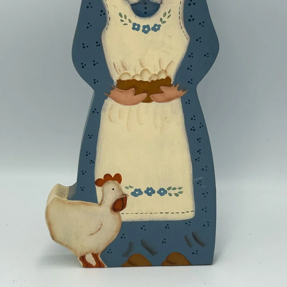 Vintage Paint Wood Granny Country Bonnet Eggs Chicken Cottage Farm Decor 90s Wal